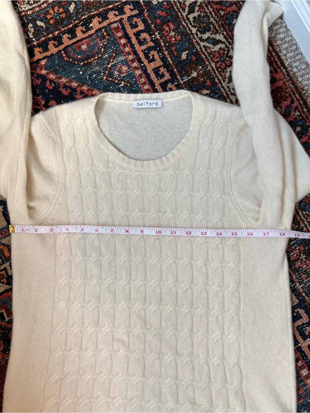 Belford Cream Cable Knit Crewneck Sweater - Picture 4 of 5
